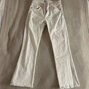 Zara Cream White crop flare jeans